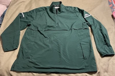 vintage “ADIDAS” CLIMALITE RAIN JACKET ADULT 2XL xxl FOREST GREEN PULL-OVER nice - Image 1 of 4