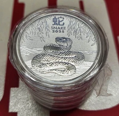 Australia 2025 anno lunare del serpente argento 1/2 oz 9999 Silbermünze - Immagine 1 di 2