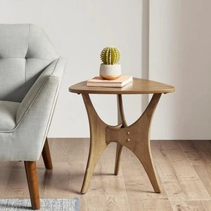 Blaze Light Brown 21 in. W x 20 in. D x 20.75 in. H Triangle MDF Wood Side Table - Picture 1 of 8