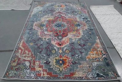 Alfombra verde azulado/naranja 5'-0" x 8'-0" defecto, precio reducido 1172791347 CRS501J-5 Foto 1 de 4