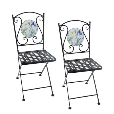 Gartenstühle 2 Stück Celia Lilie Balkonstühle Gartenstuhl Metallstühle HTI-Livin - Bild 1 von 4