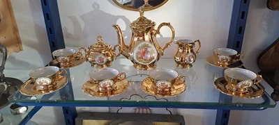 Bareuther Porzellan Mocca Service "echt gold"für 6 Personen - Bild 1 von 4