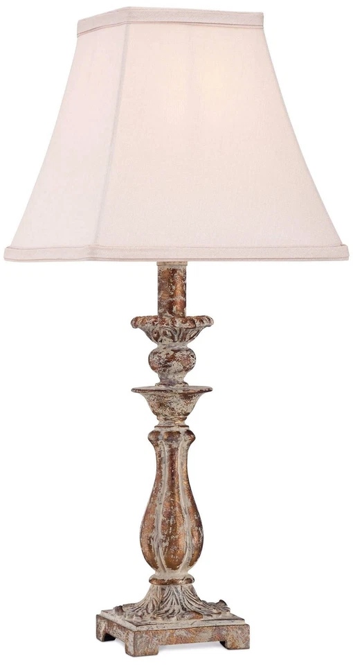 Regency Hill Cottage Accent Table Lamp 18" High Distressed Antique Gold off Whit