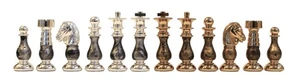 Italfama French Brass & Wood Chess Pieces Gold/Silver Plated 3" King Handmade - Picture 1 of 1