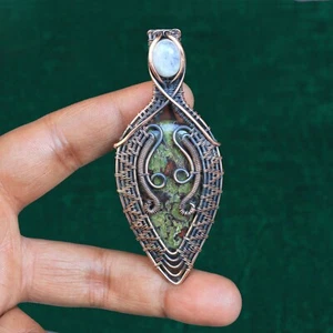 Dragon Blood Agate Gemstone Pendant Copper Wire Jewelry Wedding Gift NK589 - Picture 1 of 12