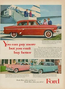 1954 Ford Skyliner Tudor Fordor Sedan Car Auto Vintage Old Print Ad Automobile - Picture 1 of 8