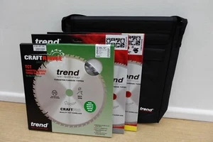 3 X TREND 305MM TCT MITRE SAW BLADES 40T 96T WOOD 80T PLASTICS + STORAGE CASE - Picture 1 of 2