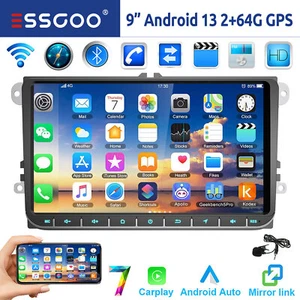 Autoradio 2 DIN Carplay Android 13 64G GPS RDS WIFI Per VW Golf 5 6 Caddy Tiguan - Foto 1 di 16