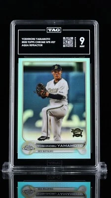 2022 Topps Chrome NPB YOSHINOBU YAMAMOTO #27 Aqua /199 (TAG 9) - Image 1 of 4