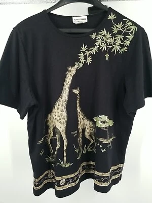 Alfred Dunner Womens Giraffe Safari Short Sleeve Top Size Petite PL Black - Image 1 of 4