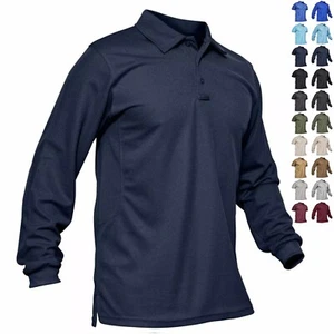 Men's Long & Short Sleeve Polo Shirts Quick Dry Atheletic Work Golf Casual Tops - Picture 1 of 76