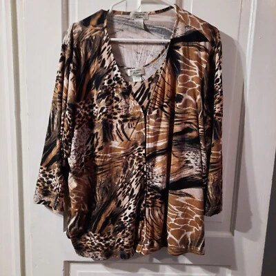 Laura Ashley Woman Animal Print Matching Tank And 3/4 Sleeve Jacket Sz 2X/3X EUC - Image 1 of 4