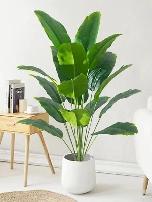 Artificial Plants Large Tropical Palm Tree Fake Banana Plants Leaves Real Touch - Image 1 of 4