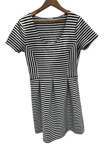 J Crew Women's Horizontal Stripe Pleated Dress Size 6 - Picture 1 of 3
