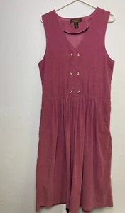 Vintage Eddie Bauer Women’s Corduroy Cottagecore Jumper Dress Size Medium. Pink - Picture 1 of 9