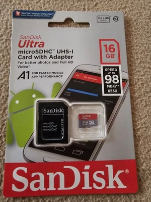 San Disk Ultra Android microSDHC 16GB mit Adapter - Bild 1 von 2