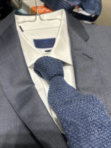 CORBATA TEJIDA LANA AZUL 1 1/2" DELGADA DE COLECCIÓN DEADSTOCK PARA HOMBRE AÑOS 80 NUEVA DE COLECCIÓN - Imagen 1 de 6