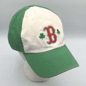 Mütze Kappe Boston Red Sox B Logo weiß grün Kleeblatt Riemen hinten verstellbar Baumwolle - Bild 1 von 10