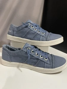 BLOWFISH FANNIE Sneaker Distressed Blue Denim Canvas Hipster Women Sz 8.5M - Picture 1 of 5