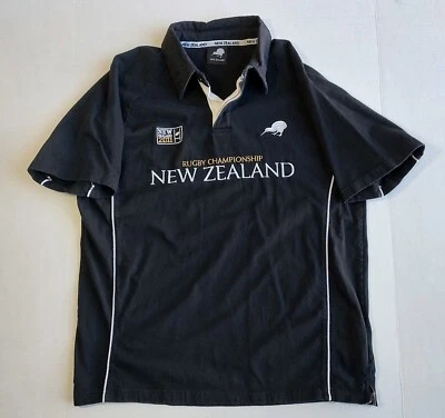 新西兰橄榄球 Polo 衫男式 L 黑色野生猕猴桃布贴 2011 棉球衣  — 第 1/4 张图片