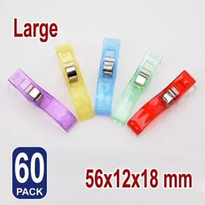 60pcs Wonder Clips For Quilting Clips Fabric Craft Knitting Sewing Crochet 5.6cm - Picture 1 of 8