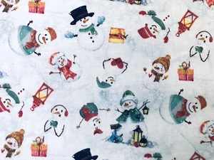 Tina Scrap 9"x21" Mini Snowman Frosty Christmas Small Fabric Cotton - Picture 1 of 2