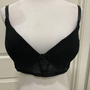 Sexy Black New York Elegance Wireless Bra Lace Accents SZ 40D - Picture 1 of 12