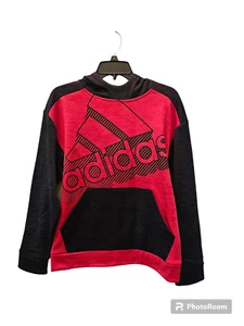 Adidas Boys' Youth Pullover Fleece Hoodie Red Black Youth 14/16 MFRP $45 - Picture 1 of 5