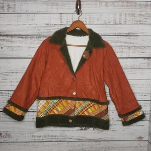 Handmade Fall Halloween snap up shacket/jacket/blazer. Sherpa Quilted Sz M/ L - Picture 1 of 8