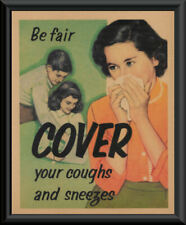1940s Cover Your Cough Pandemic Poster Reprint On 80 Year Old Paper COVID 237 