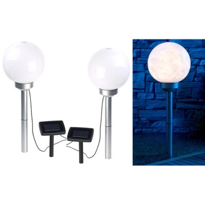 Lunartec 2er-Set Solar-LED-Leuchtkugeln, rotierender Effekt, Erdspieß, Ø 20 cm - Bild 1 von 4