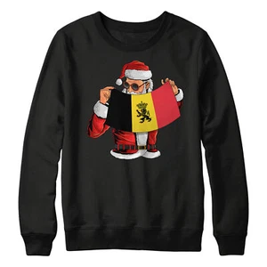 Santa Belgium Flag Sweatshirt Football Christmas Jumper Day Kids World Suppor... - Picture 1 of 13