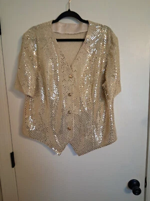 Top de lentejuelas doradas con cuello en V para mujer - talla 18 Foto 1 de 4