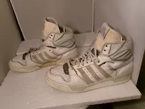 Vintage 1980's Ewing Hi Top Basketball Shoes Men 11.5 White Grey Made In France - Picture 1 of 18