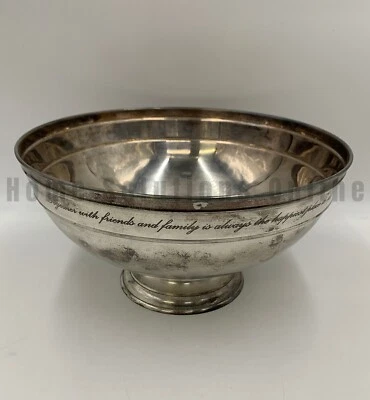 Pottery Barn Antique Silver Sentiment Serving Bowl 13" diam #1637 - Image 1 of 4