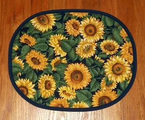 NEU Unikat Handgefertigt Gesteppt Tischset Sonnenblumen 13x16 Oval - Bild 1 von 4