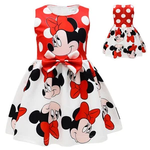 Minnie Mouse Bow Dress Girls Baby Princess Dresses Sleeveless Twirl Dress Summer - Picture 1 of 8