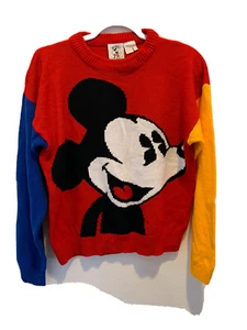 Vintage Mickey&Co. Mickey Face. 100% Acrylic. Primary Colorblock. Size M. - Picture 1 of 8