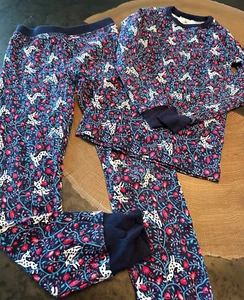CREWCUTS FLORAL 2 PC LONG JOHN REINDEER PAJAMAS GIRLS SZ 8 - Picture 1 of 4