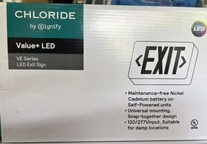 Chloride LED Exit Sign Stencil Face Green Letter White Housing - Bild 1 von 2