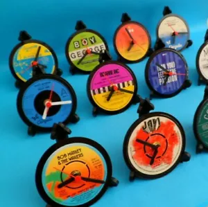 Vinyl Record 4" DESK CLOCKS Made from upcycled singles - Artists starting 'B' - Picture 1 of 320