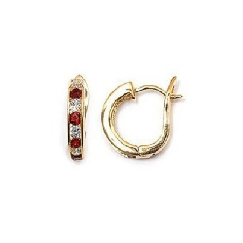 Créole Duo Rubis Diamant Cz Plaqué Or 18K 5 Microns Dolly-Bijoux - Imagen 1 de 1