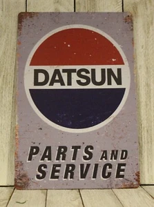 Datsun Blech Teile & Service Schild Vintage Landhausstil Auto Garage Mechaniker - Bild 1 von 4