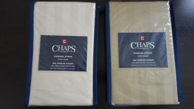 CHAPS HOME DAMASK STRIPE 1 EURO SHAM 500 THREAD COUNT 100% COTTON Retail $69.99 - Image 1 of 4