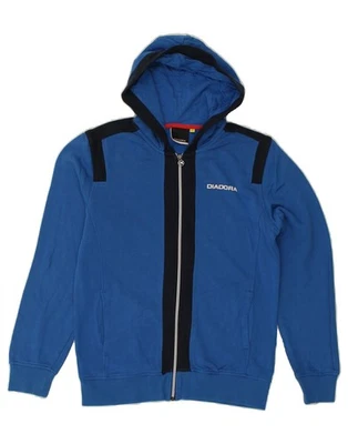 Suéter com capuz DIADORA masculino com zíper pequeno azul algodão AP04 - Imagem 1 de 3