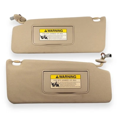 2007-2012 Acura MDX Driver & Passenger Side Sun Visor Pair Set Tan Cloth - Image 1 of 4