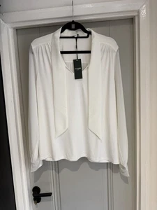 Hobbs Ivory Tarini Tie Neck Long Sleeve Top XL UK 20-22 NWTs - Picture 1 of 10