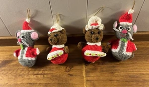 4 adornos navideños vintage de ratones y osos de ganchillo R Dakin & Co 1978 - Imagen 1 de 4