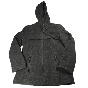 St Johns Bay Coat Womens Small Hooded Wool Blend Full Zip Pockets Lined Warm - Picture 1 of 10