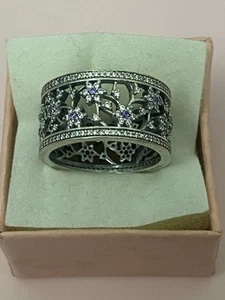 Authentic PANDORA Forget Me Not Statement Ring w/Purple CZ 190991ACZ-58(RETIRED) - Picture 1 of 2